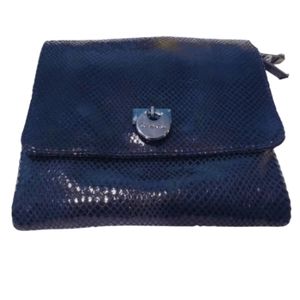 Calvin Klein designer black snake pattern clutch shoulder bag purse vegan faux